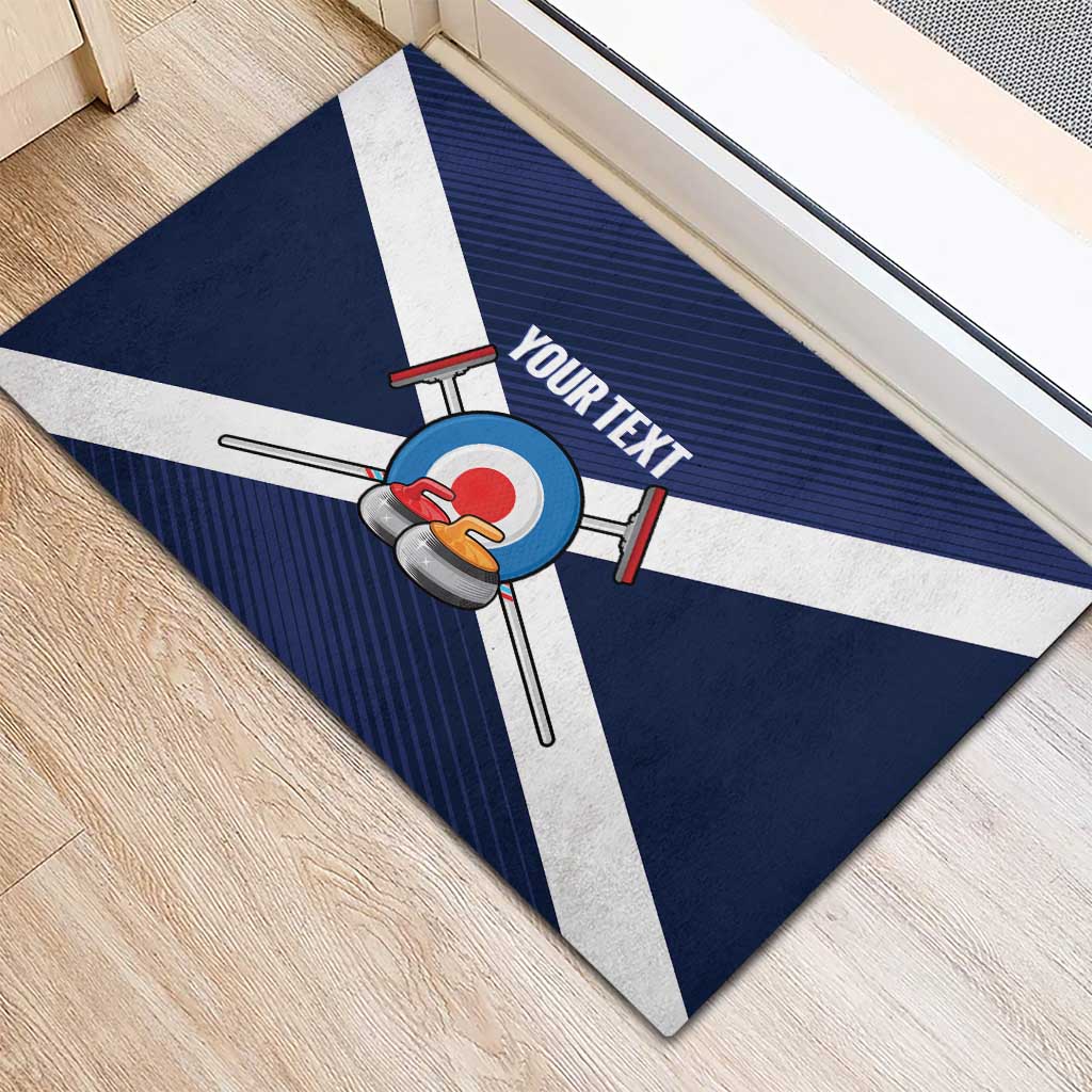 Personalized Scotland Curling Rubber Doormat Go Scottish Flag Style - Wonder Print Shop