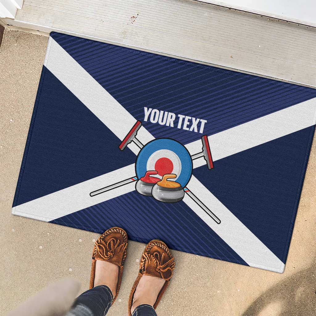Personalized Scotland Curling Rubber Doormat Go Scottish Flag Style - Wonder Print Shop