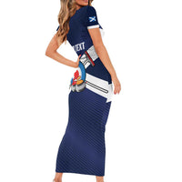 Personalized Scotland Curling Short Sleeve Bodycon Dress Go Scottish Flag Style - Wonder Print Shop