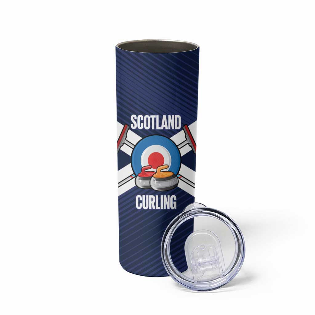 Personalized Scotland Curling Skinny Tumbler Go Scottish Flag Style - Wonder Print Shop