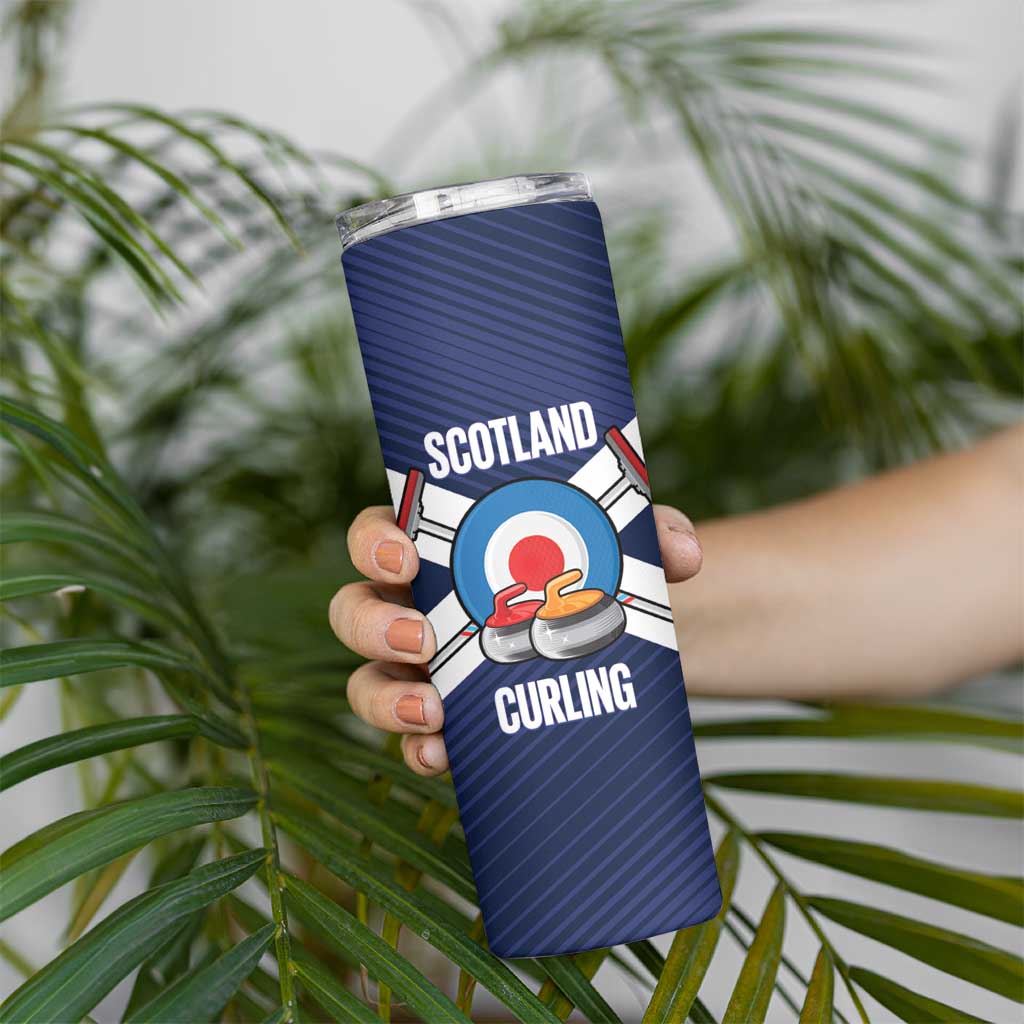 Personalized Scotland Curling Skinny Tumbler Go Scottish Flag Style - Wonder Print Shop