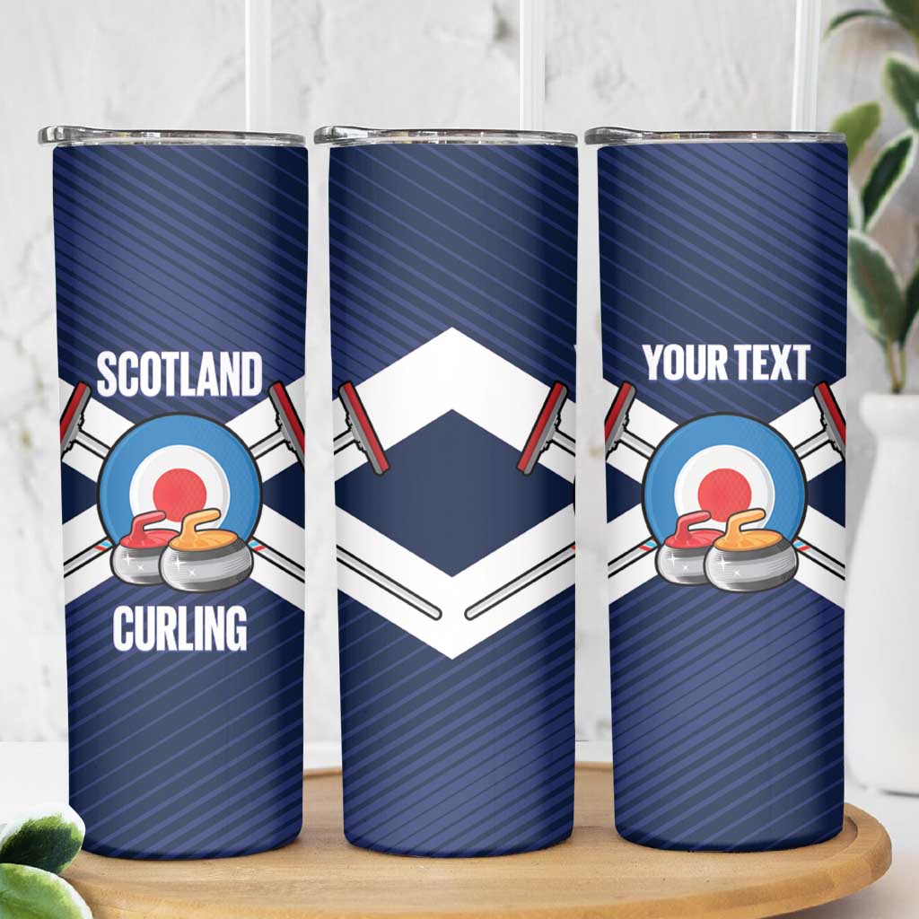 Personalized Scotland Curling Skinny Tumbler Go Scottish Flag Style - Wonder Print Shop
