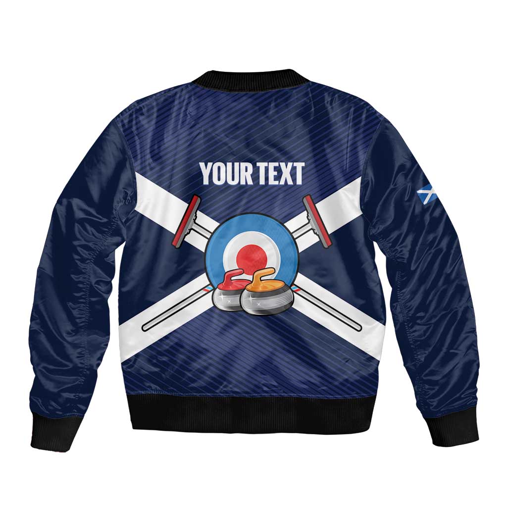 Personalized Scotland Curling Sleeve Zip Bomber Jacket Go Scottish Flag Style - Wonder Print Shop