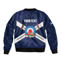 Personalized Scotland Curling Sleeve Zip Bomber Jacket Go Scottish Flag Style - Wonder Print Shop
