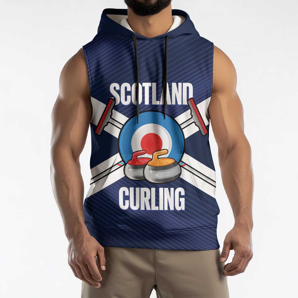 Personalized Scotland Curling Sleeveless Hoodie Go Scottish Flag Style - Wonder Print Shop