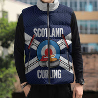 Personalized Scotland Curling Sleeveless Puffer Jacket Go Scottish Flag Style - Wonder Print Shop