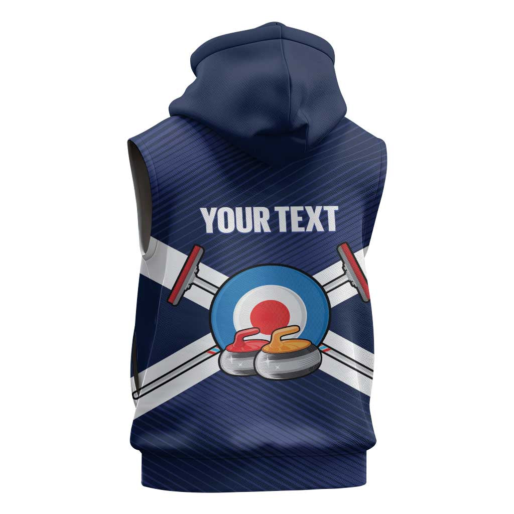 Personalized Scotland Curling Sleeveless Zip Hoodie Go Scottish Flag Style - Wonder Print Shop
