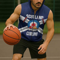 Personalized Scotland Curling Sleeveless Zip Hoodie Go Scottish Flag Style - Wonder Print Shop