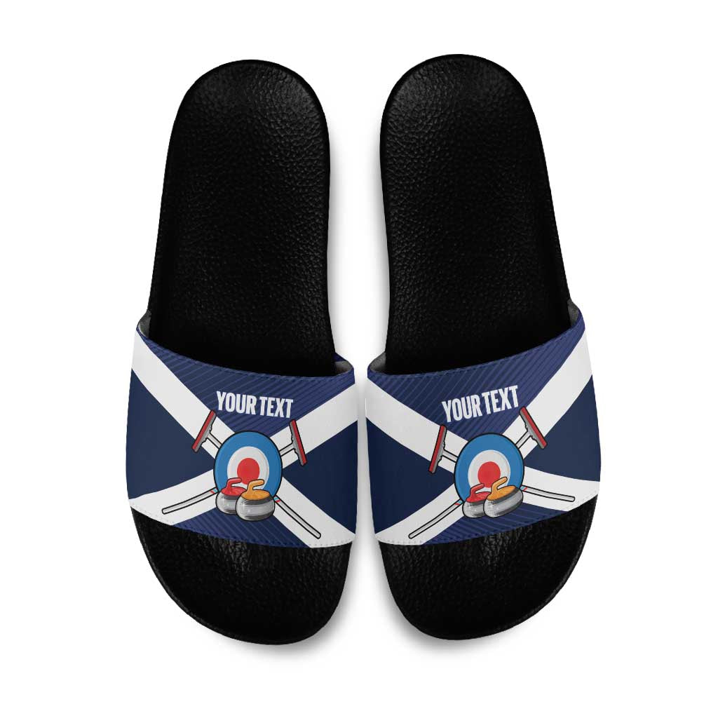 Personalized Scotland Curling Slide Sandals Go Scottish Flag Style - Wonder Print Shop