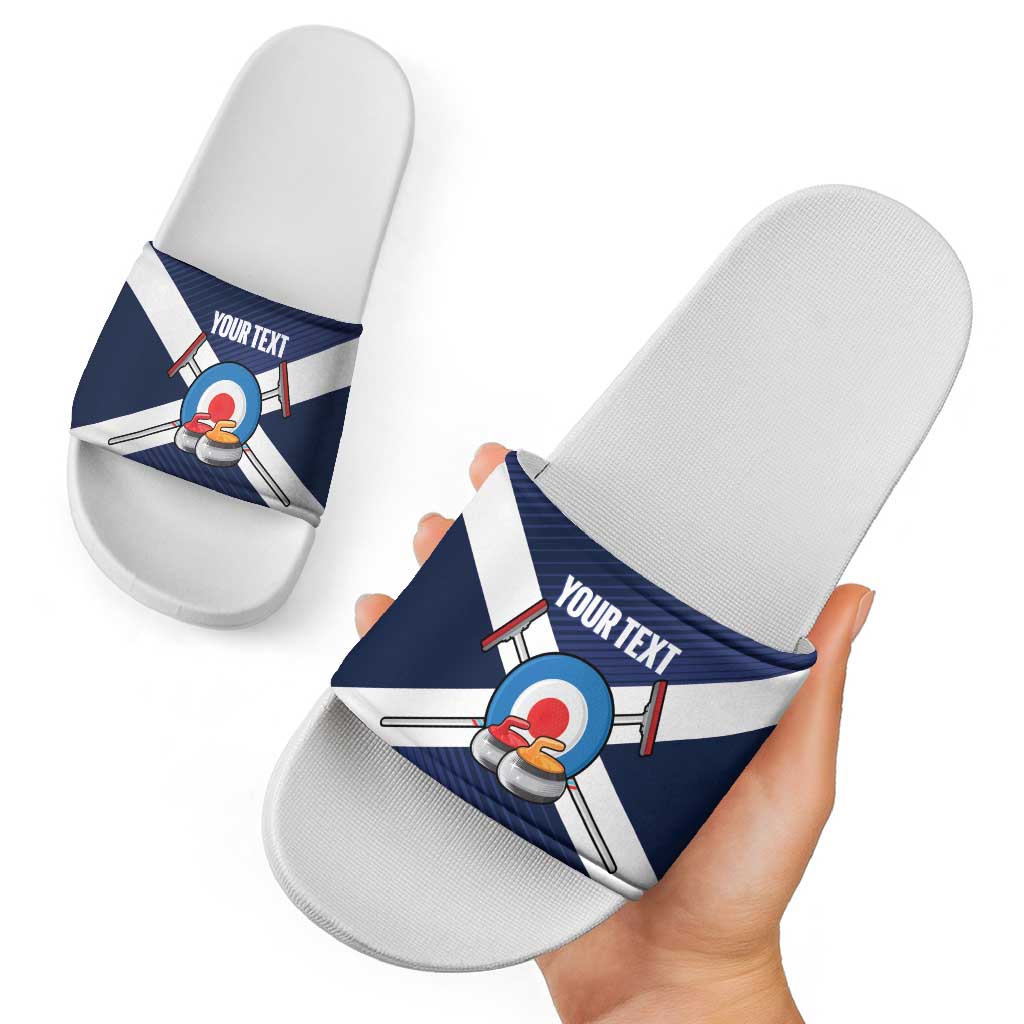 Personalized Scotland Curling Slide Sandals Go Scottish Flag Style - Wonder Print Shop
