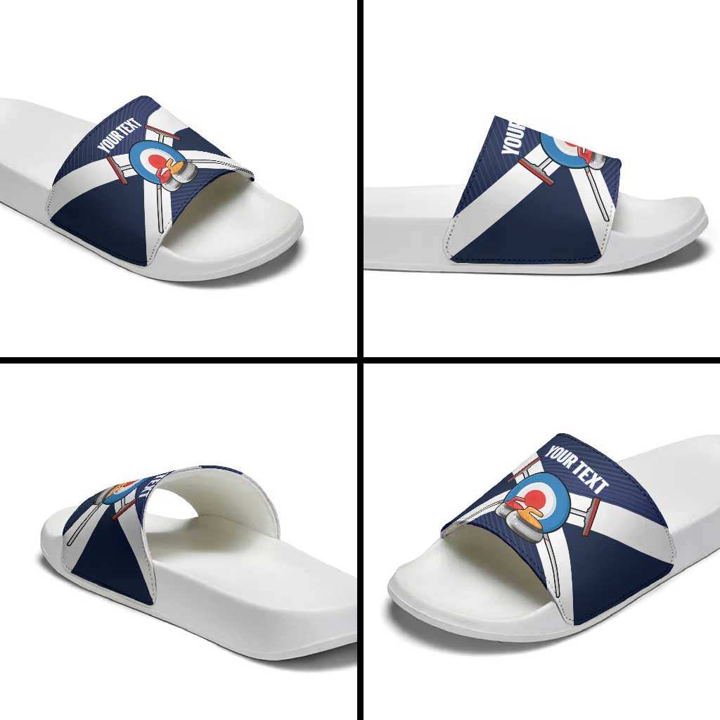 Personalized Scotland Curling Slide Sandals Go Scottish Flag Style - Wonder Print Shop