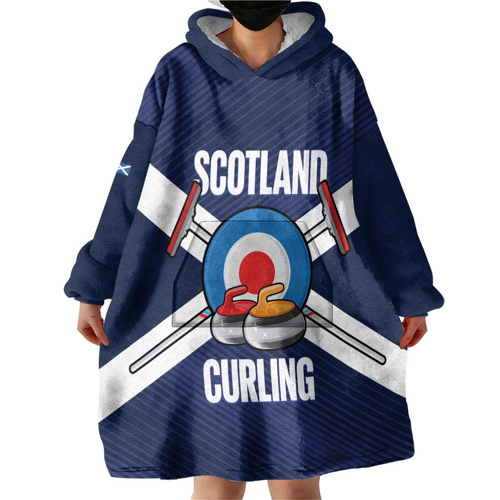Personalized Scotland Curling Wearable Blanket Hoodie Go Scottish Flag Style - Wonder Print Shop