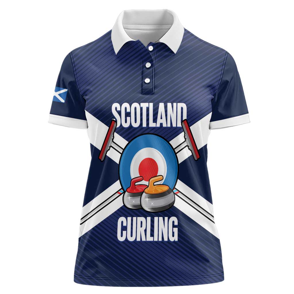 Personalized Scotland Curling Women Polo Shirt Go Scottish Flag Style - Wonder Print Shop
