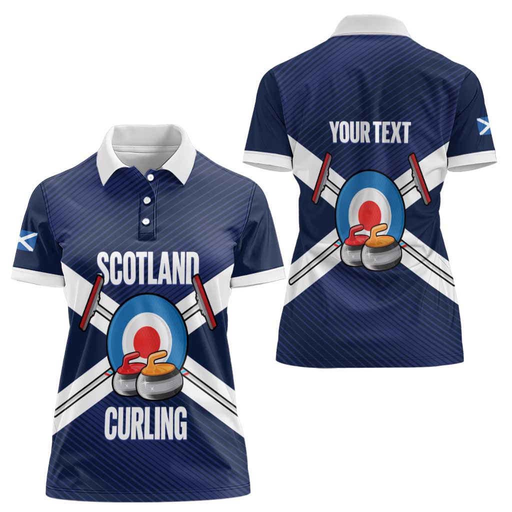 Personalized Scotland Curling Women Polo Shirt Go Scottish Flag Style - Wonder Print Shop