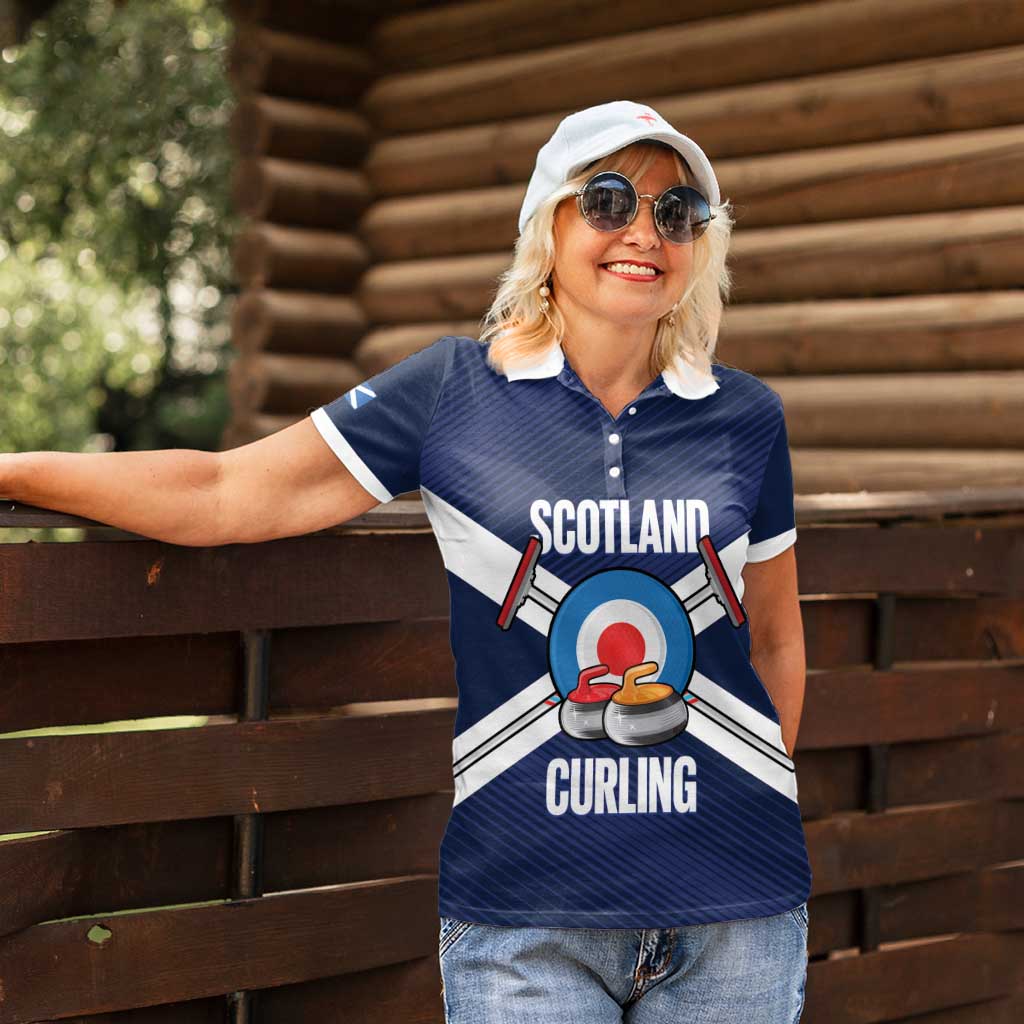 Personalized Scotland Curling Women Polo Shirt Go Scottish Flag Style - Wonder Print Shop