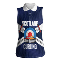 Personalized Scotland Curling Women Sleeveless Polo Shirt Go Scottish Flag Style - Wonder Print Shop