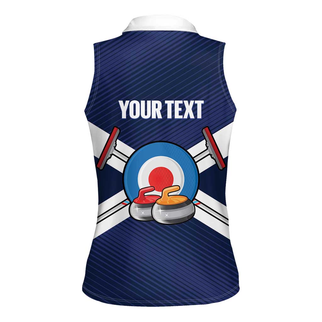 Personalized Scotland Curling Women Sleeveless Polo Shirt Go Scottish Flag Style - Wonder Print Shop