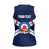 Personalized Scotland Curling Women Sleeveless Polo Shirt Go Scottish Flag Style - Wonder Print Shop