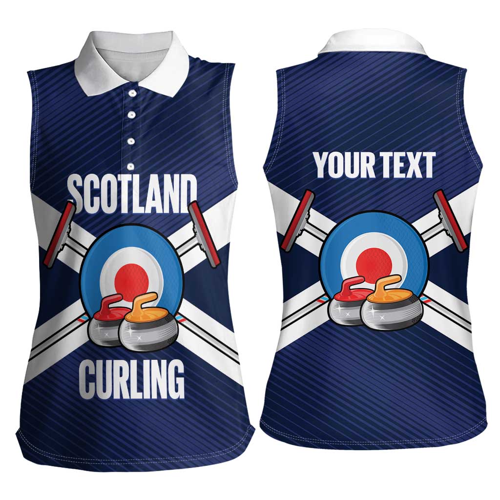 Personalized Scotland Curling Women Sleeveless Polo Shirt Go Scottish Flag Style - Wonder Print Shop