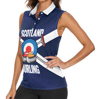 Personalized Scotland Curling Women Sleeveless Polo Shirt Go Scottish Flag Style - Wonder Print Shop