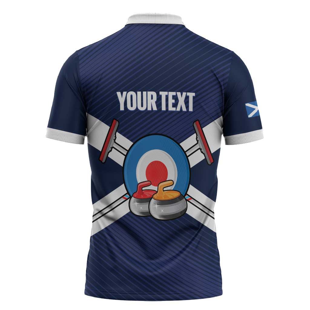 Personalized Scotland Curling Zipper Polo Shirt Go Scottish Flag Style - Wonder Print Shop