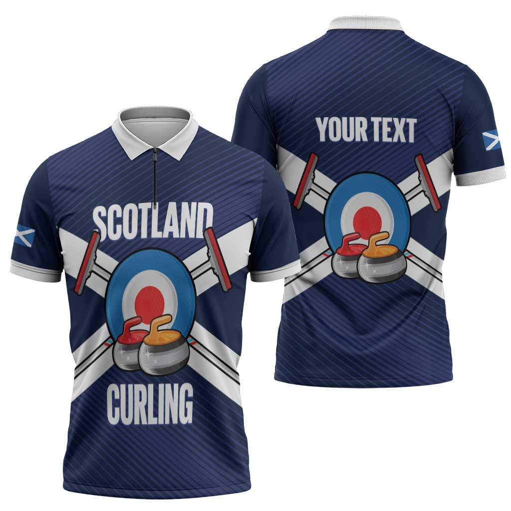 Personalized Scotland Curling Zipper Polo Shirt Go Scottish Flag Style - Wonder Print Shop