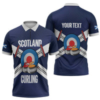 Personalized Scotland Curling Zipper Polo Shirt Go Scottish Flag Style - Wonder Print Shop