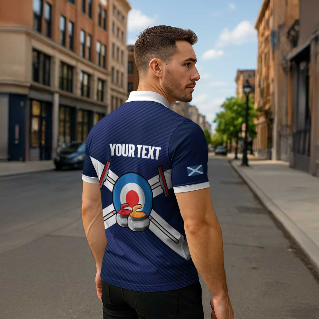 Personalized Scotland Curling Zipper Polo Shirt Go Scottish Flag Style - Wonder Print Shop