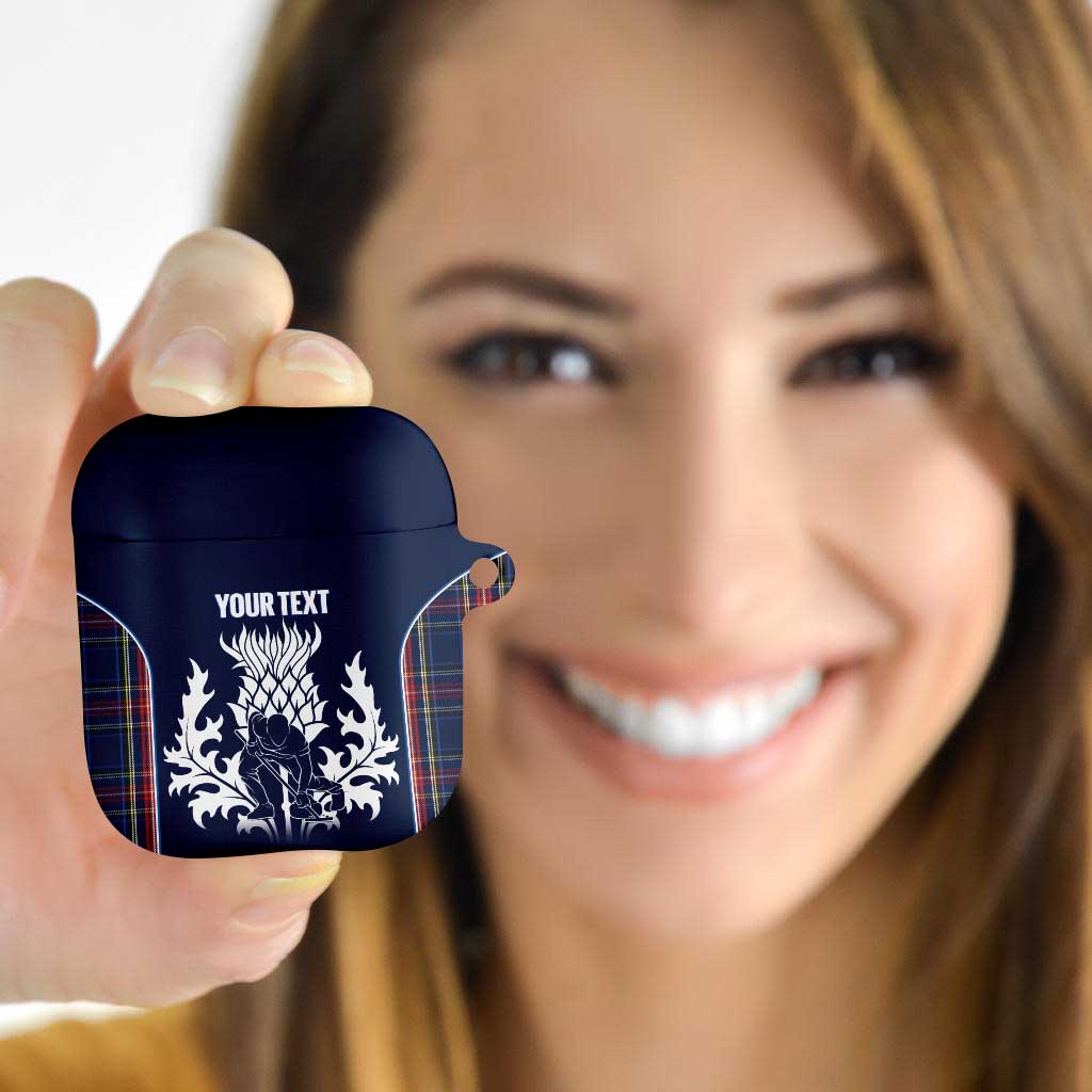 Custom Scotland Curling AirPods Case Scottish Thistle Mix Tartan Pattern - Wonder Print Shop