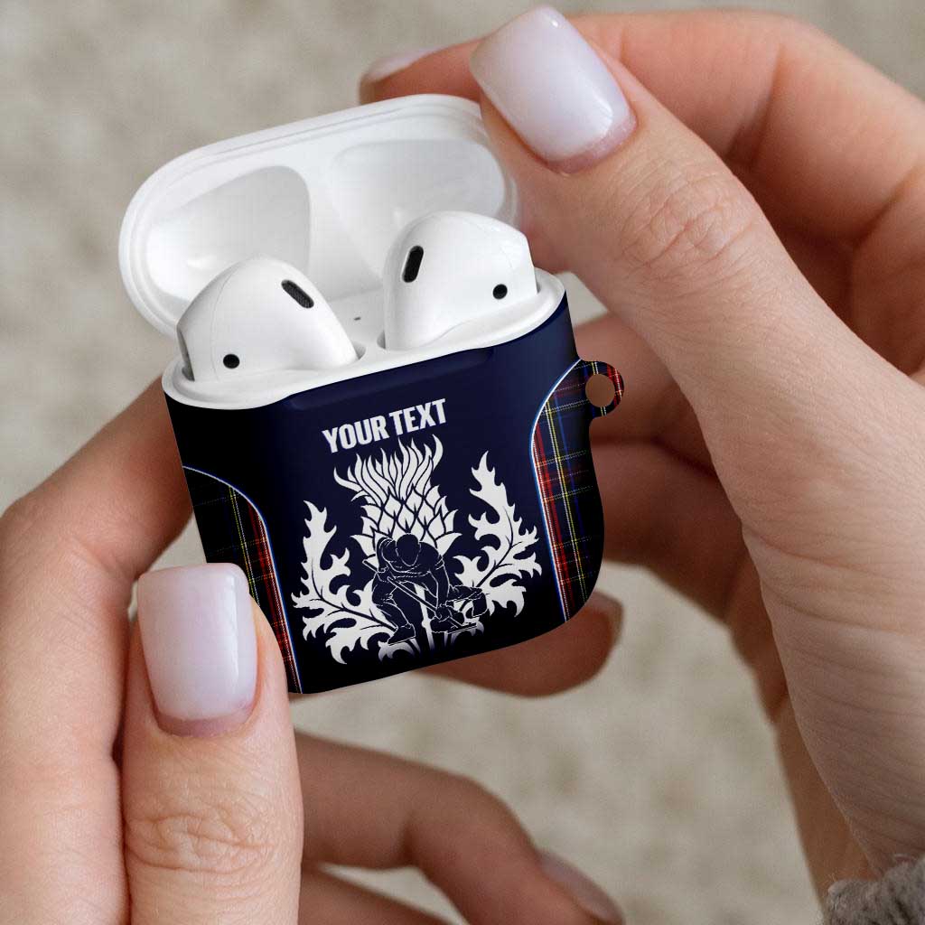 Custom Scotland Curling AirPods Case Scottish Thistle Mix Tartan Pattern - Wonder Print Shop