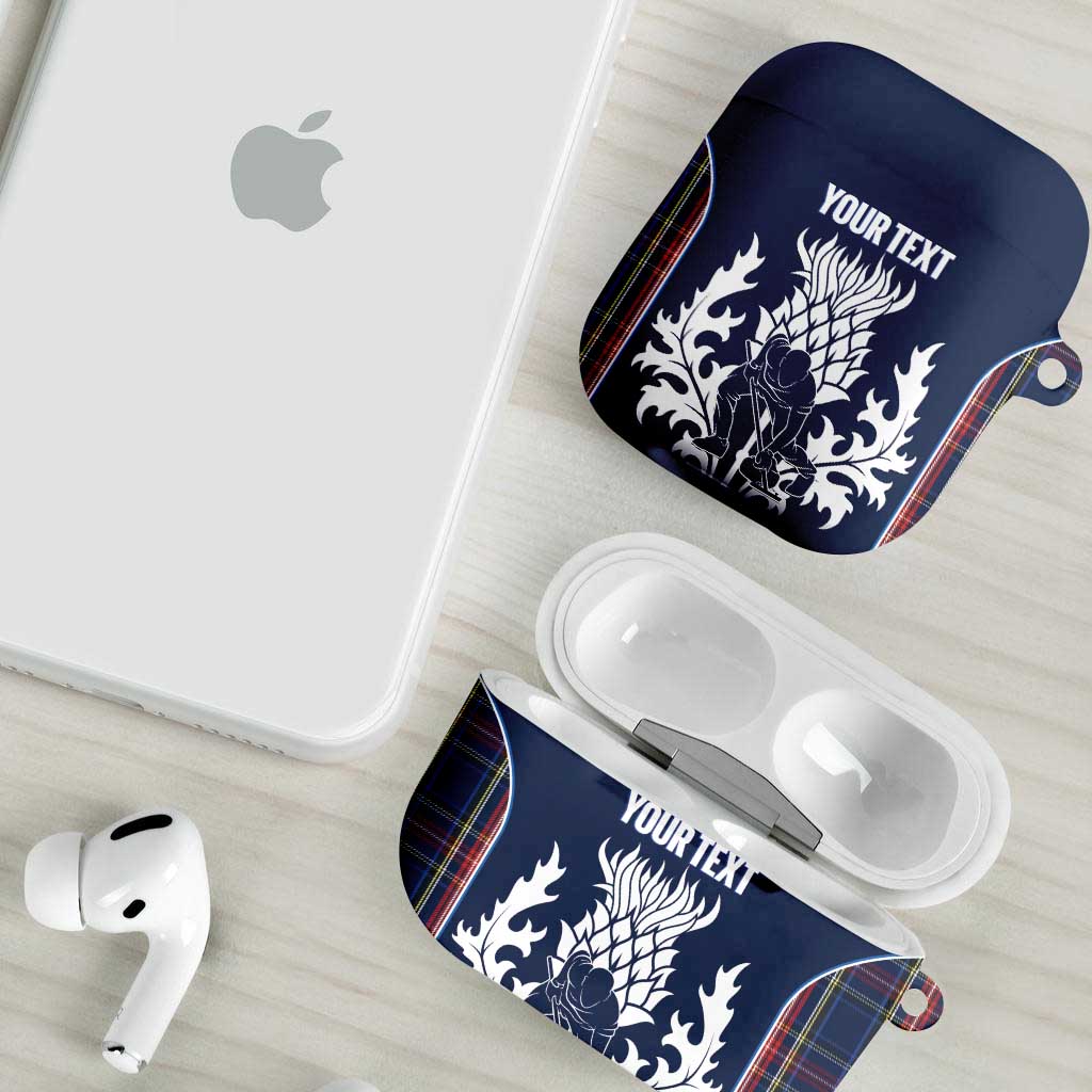 Custom Scotland Curling AirPods Case Scottish Thistle Mix Tartan Pattern - Wonder Print Shop