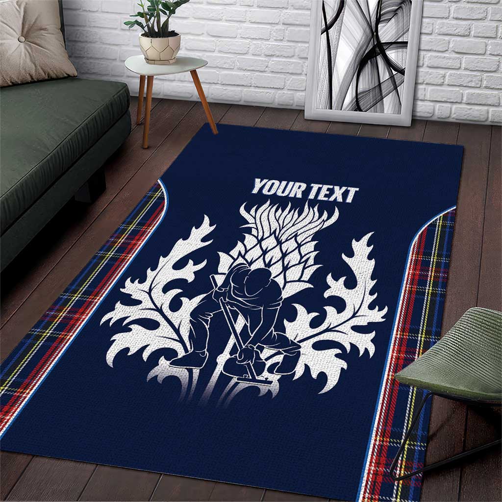 Custom Scotland Curling Area Rug Scottish Thistle Mix Tartan Pattern - Wonder Print Shop