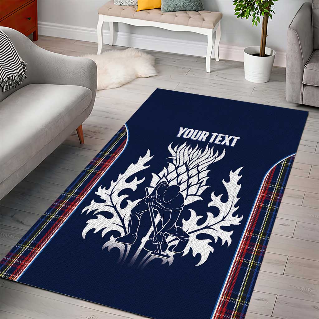 Custom Scotland Curling Area Rug Scottish Thistle Mix Tartan Pattern - Wonder Print Shop
