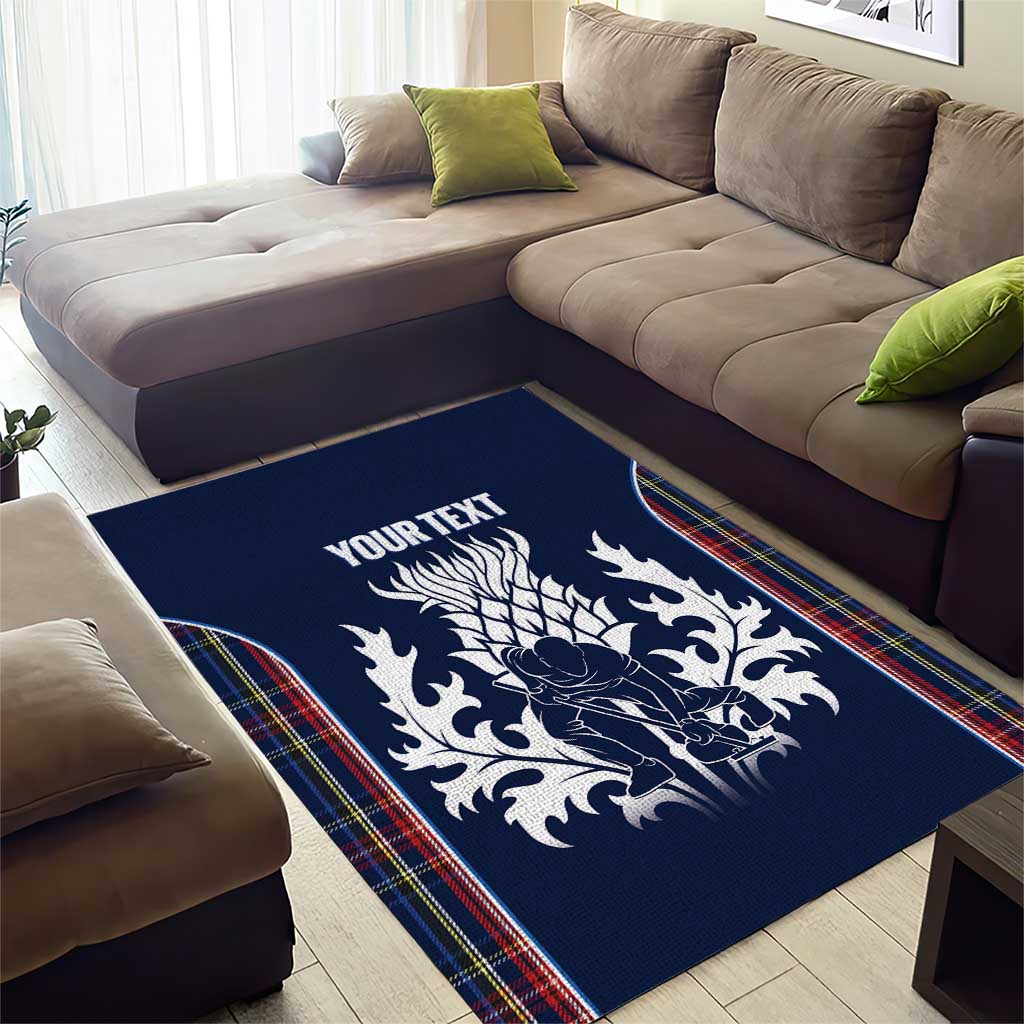 Custom Scotland Curling Area Rug Scottish Thistle Mix Tartan Pattern - Wonder Print Shop