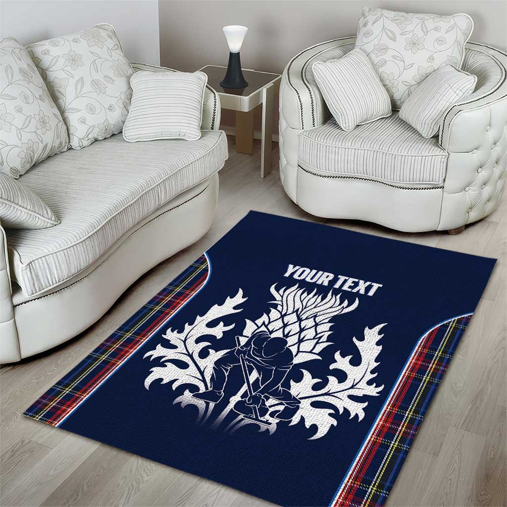 Custom Scotland Curling Area Rug Scottish Thistle Mix Tartan Pattern - Wonder Print Shop