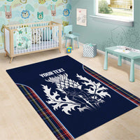 Custom Scotland Curling Area Rug Scottish Thistle Mix Tartan Pattern - Wonder Print Shop