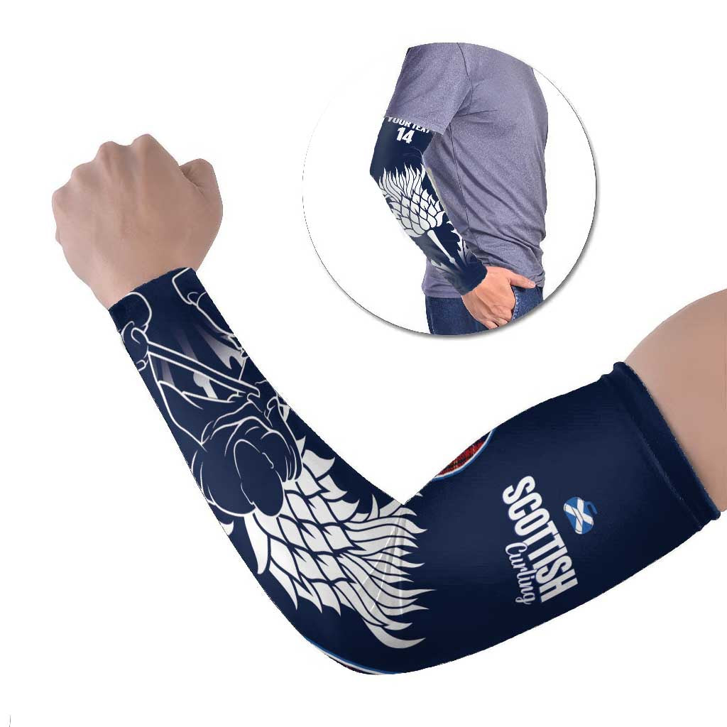 Custom Scotland Curling Arm Sleeves Scottish Thistle Mix Tartan Pattern - Wonder Print Shop