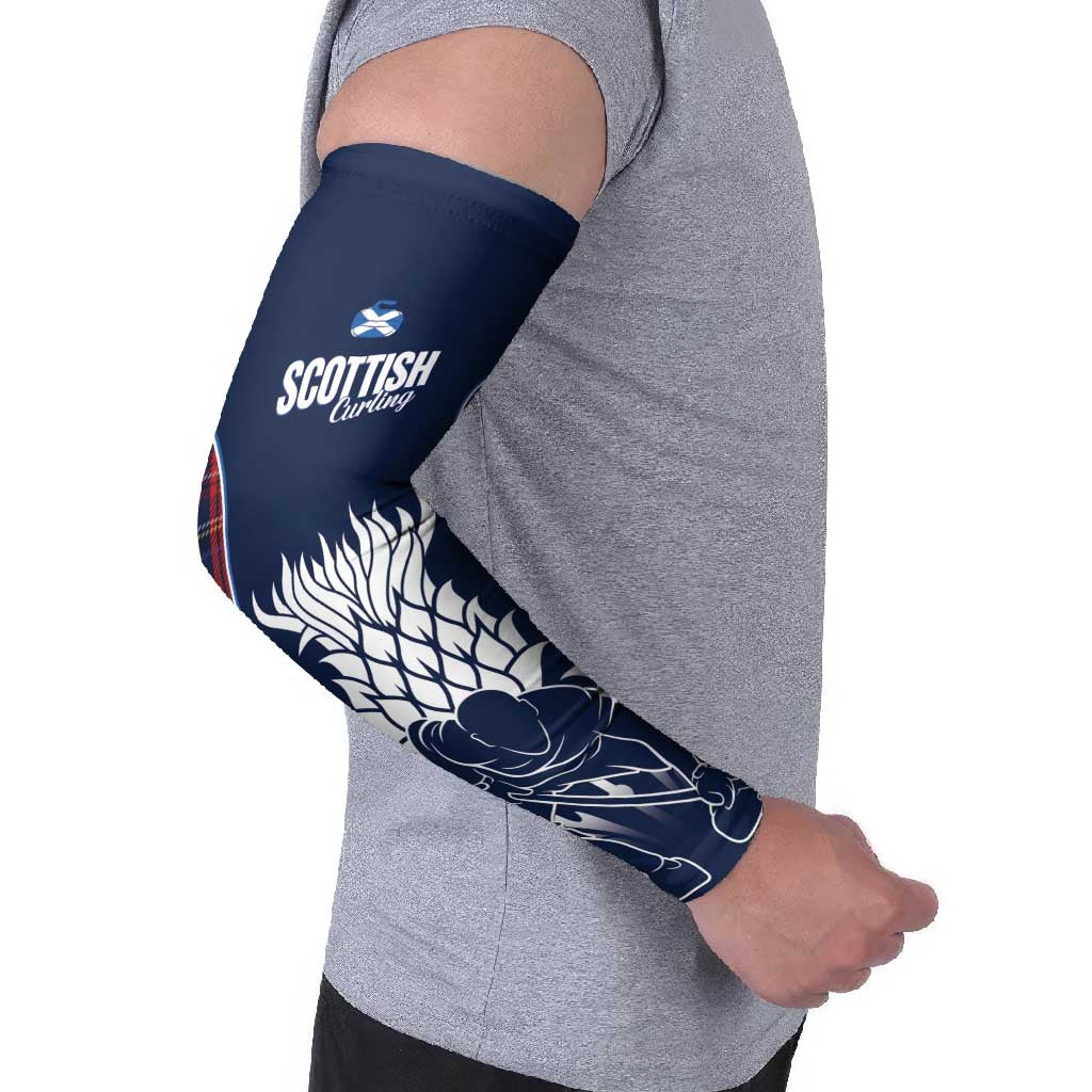 Custom Scotland Curling Arm Sleeves Scottish Thistle Mix Tartan Pattern - Wonder Print Shop