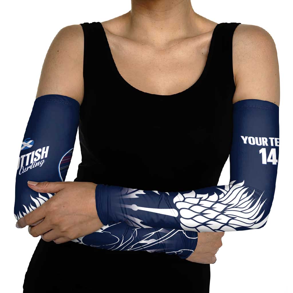 Custom Scotland Curling Arm Sleeves Scottish Thistle Mix Tartan Pattern - Wonder Print Shop