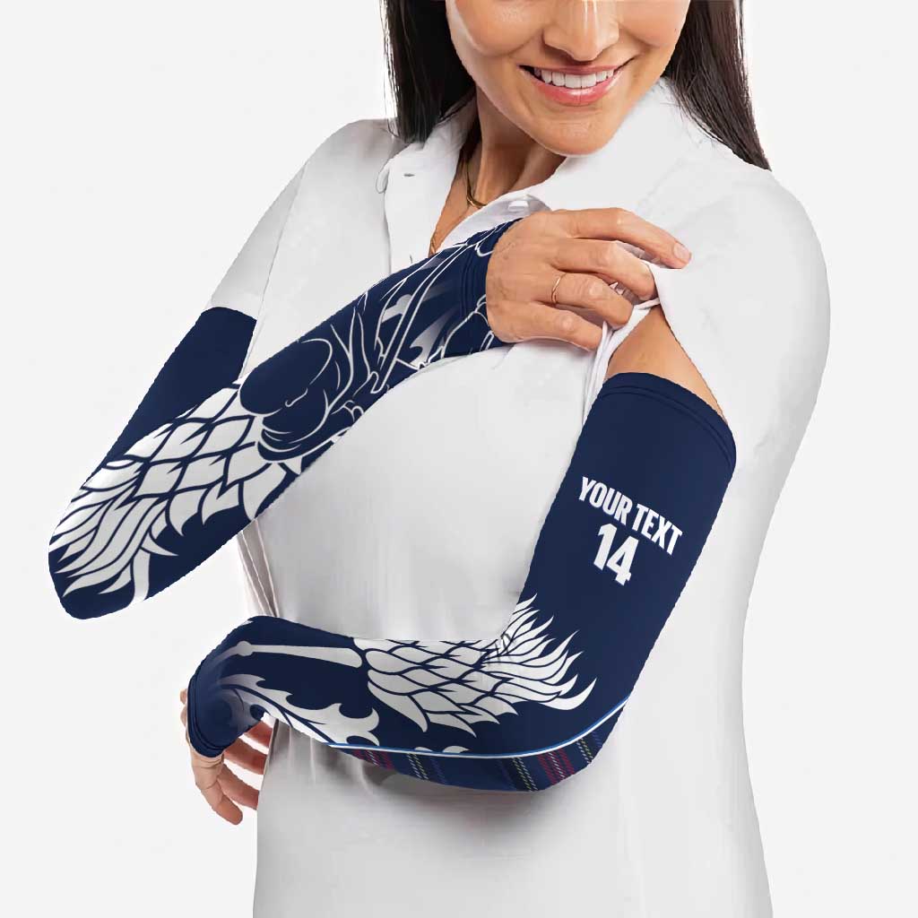 Custom Scotland Curling Arm Sleeves Scottish Thistle Mix Tartan Pattern - Wonder Print Shop