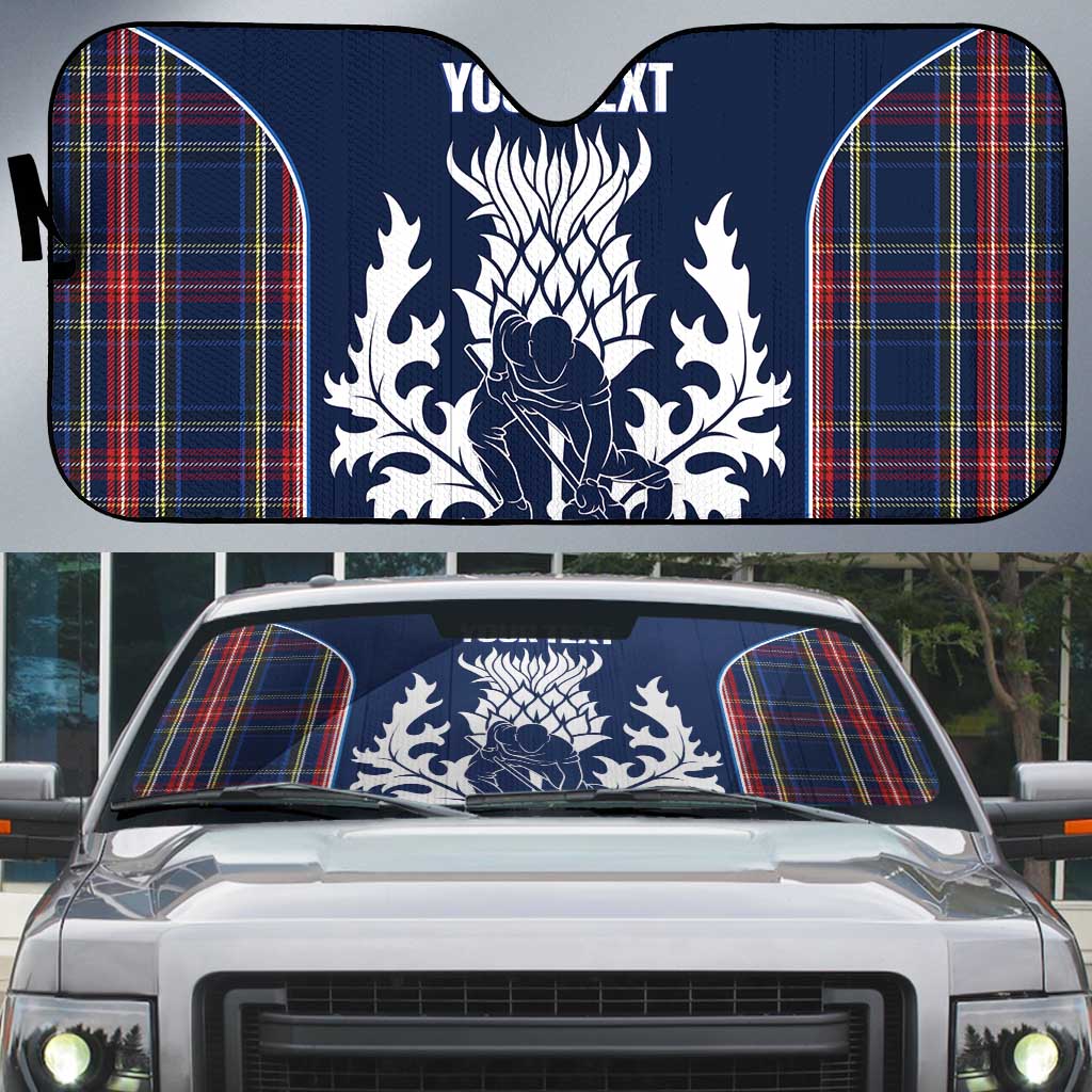 Custom Scotland Curling Auto Sun Shade Scottish Thistle Mix Tartan Pattern - Wonder Print Shop