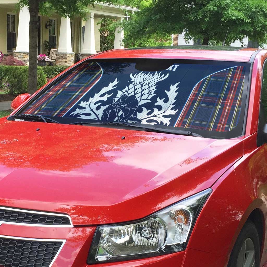 Custom Scotland Curling Auto Sun Shade Scottish Thistle Mix Tartan Pattern - Wonder Print Shop
