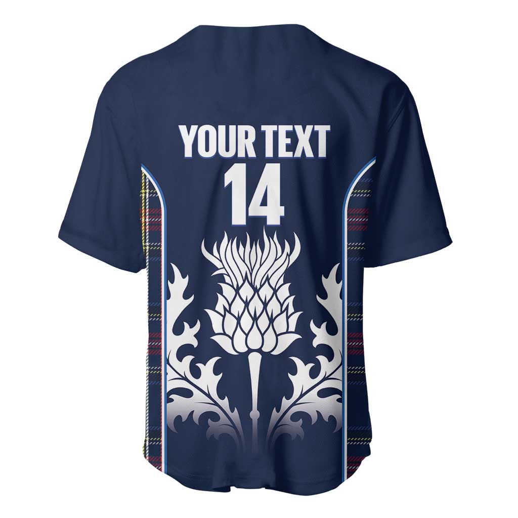 Custom Scotland Curling Baseball Jersey Scottish Thistle Mix Tartan Pattern - Wonder Print Shop