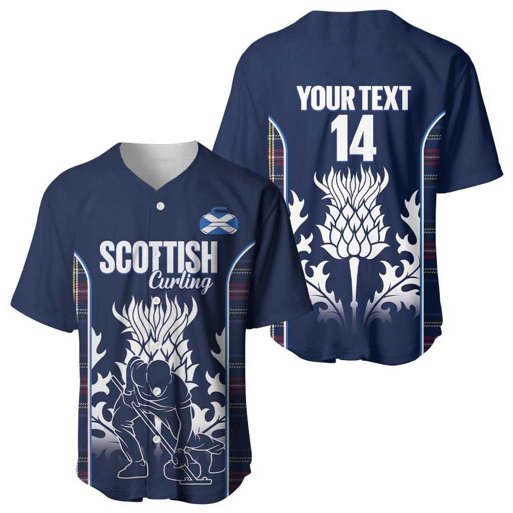 Custom Scotland Curling Baseball Jersey Scottish Thistle Mix Tartan Pattern - Wonder Print Shop
