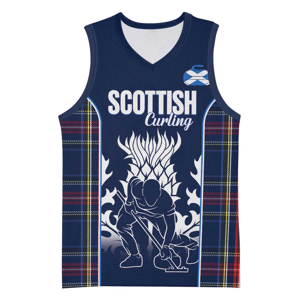 Custom Scotland Curling Basketball Jersey Scottish Thistle Mix Tartan Pattern - Wonder Print Shop