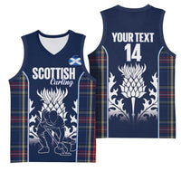 Custom Scotland Curling Basketball Jersey Scottish Thistle Mix Tartan Pattern - Wonder Print Shop