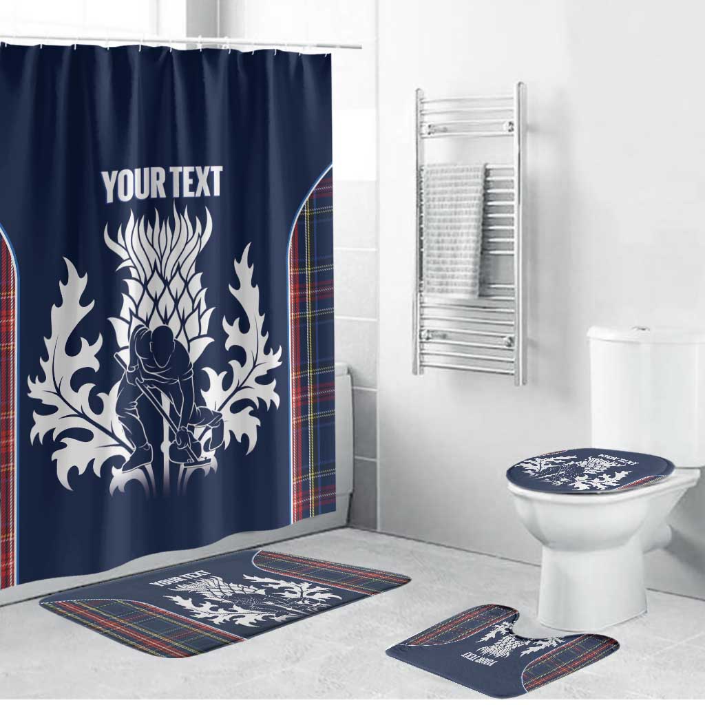 Custom Scotland Curling Bathroom Set Scottish Thistle Mix Tartan Pattern - Wonder Print Shop
