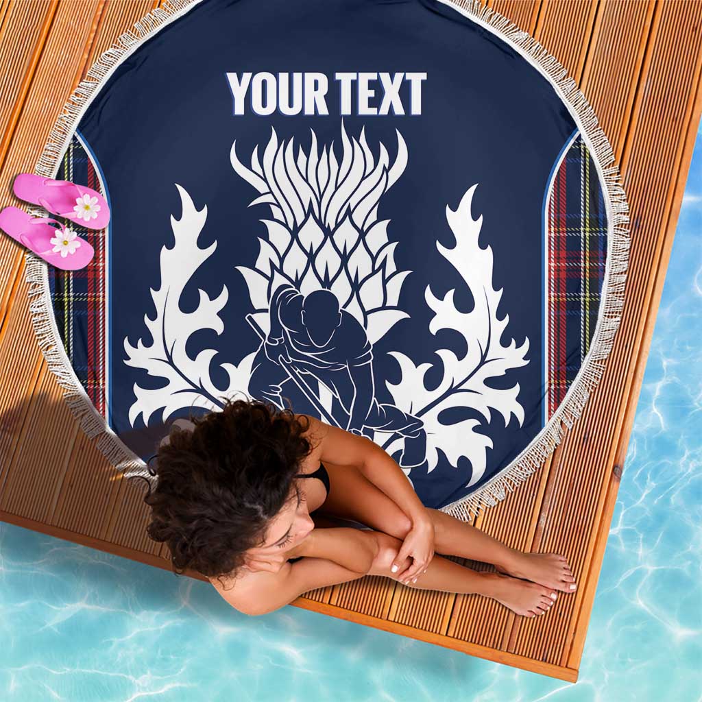 Custom Scotland Curling Beach Blanket Scottish Thistle Mix Tartan Pattern - Wonder Print Shop