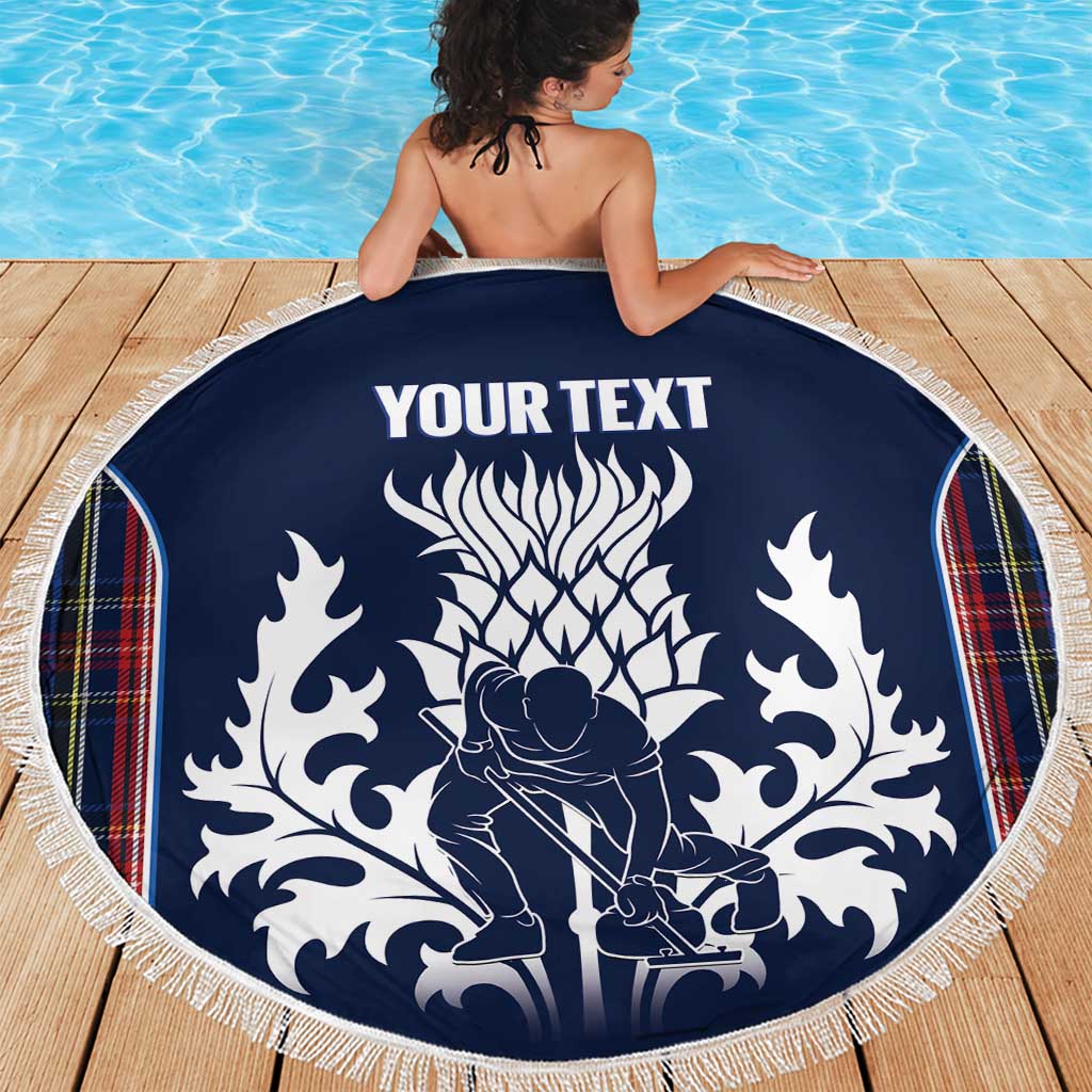 Custom Scotland Curling Beach Blanket Scottish Thistle Mix Tartan Pattern - Wonder Print Shop