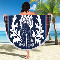 Custom Scotland Curling Beach Blanket Scottish Thistle Mix Tartan Pattern - Wonder Print Shop